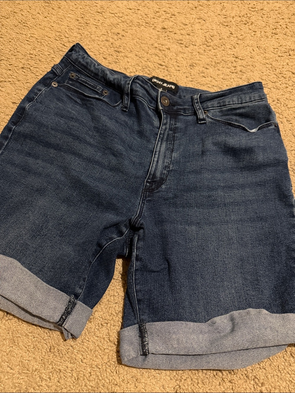 DKNY Dark Indigo Rolled Cuff Jean Shorts